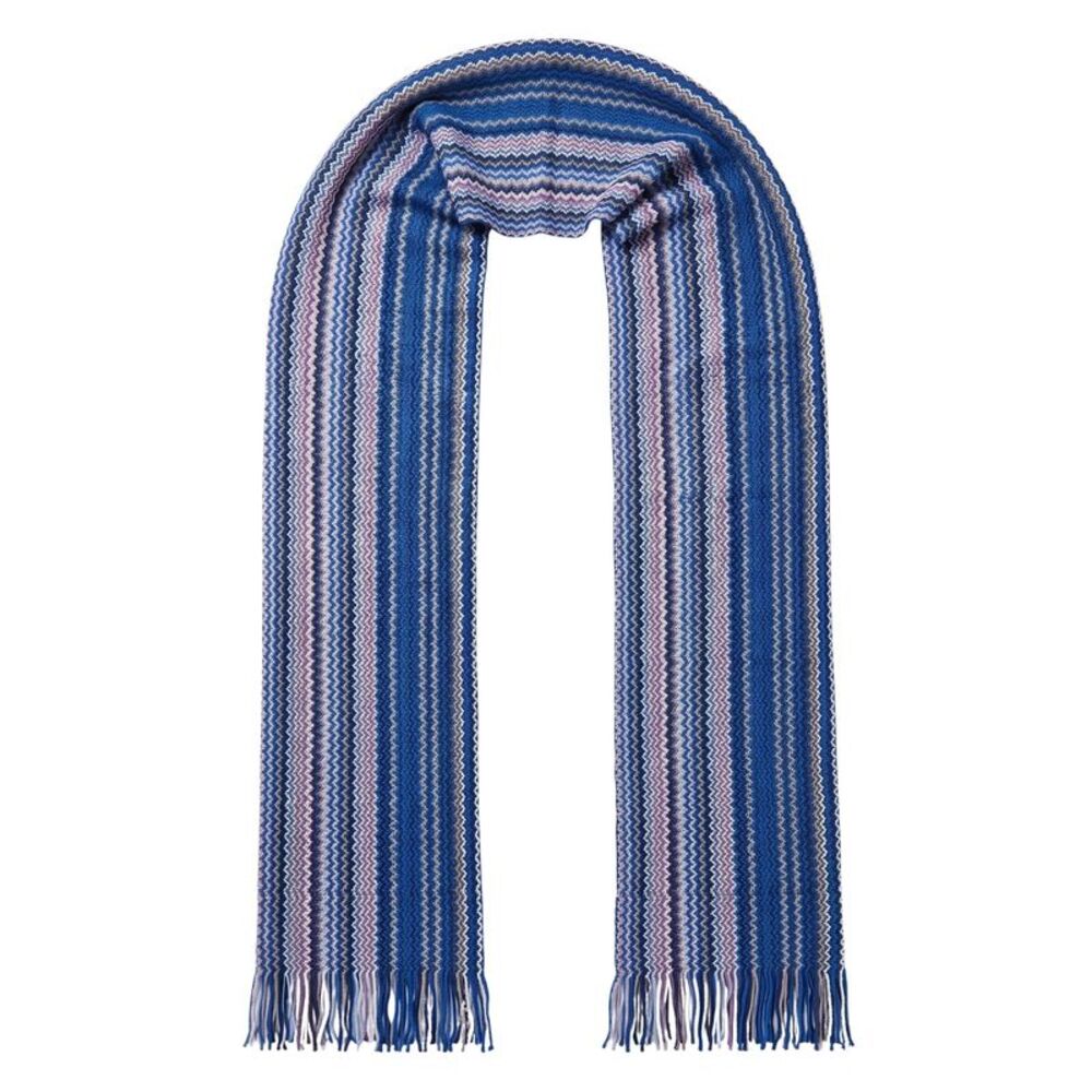 Missoni Bright Blue Classic Chevron Wool Blend Scarf
